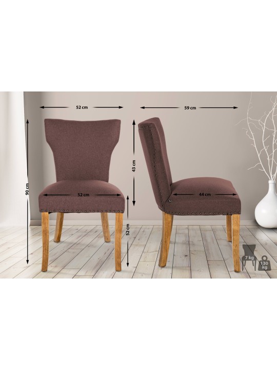 Conjunto de 2 cadeiras para sala de jantar tecido Zadar luz antiga, castanho Conjunto de 2 cadeiras para sala de jantar tecido Zadar luz antiga, castanho