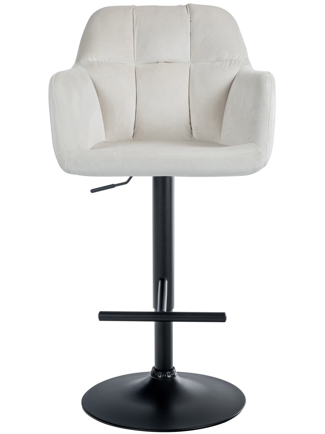 Banqueta alta Natoma veludo, creme