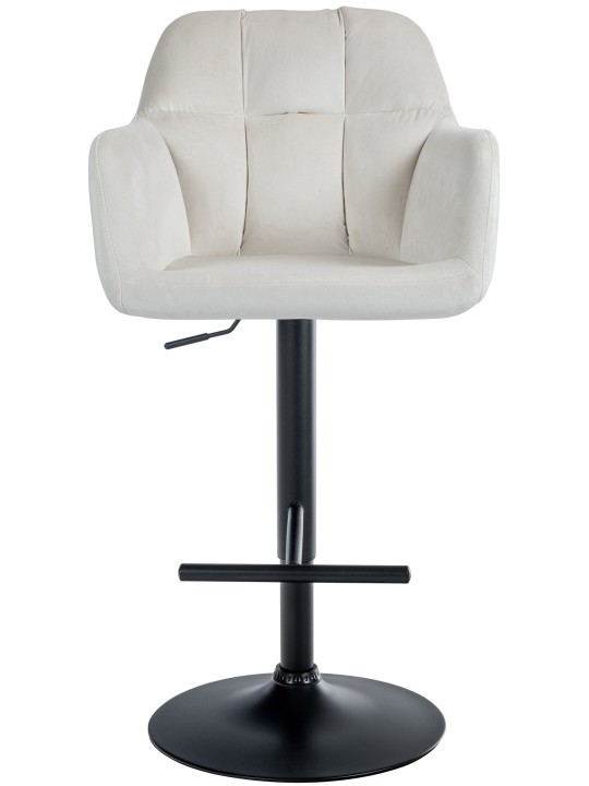 Banqueta alta Natoma veludo, creme