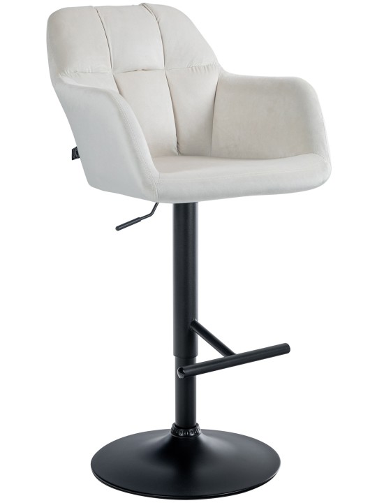 Banqueta alta Natoma veludo, creme