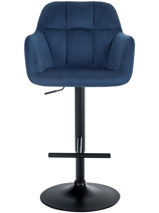 Banqueta alta Natoma veludo, azul