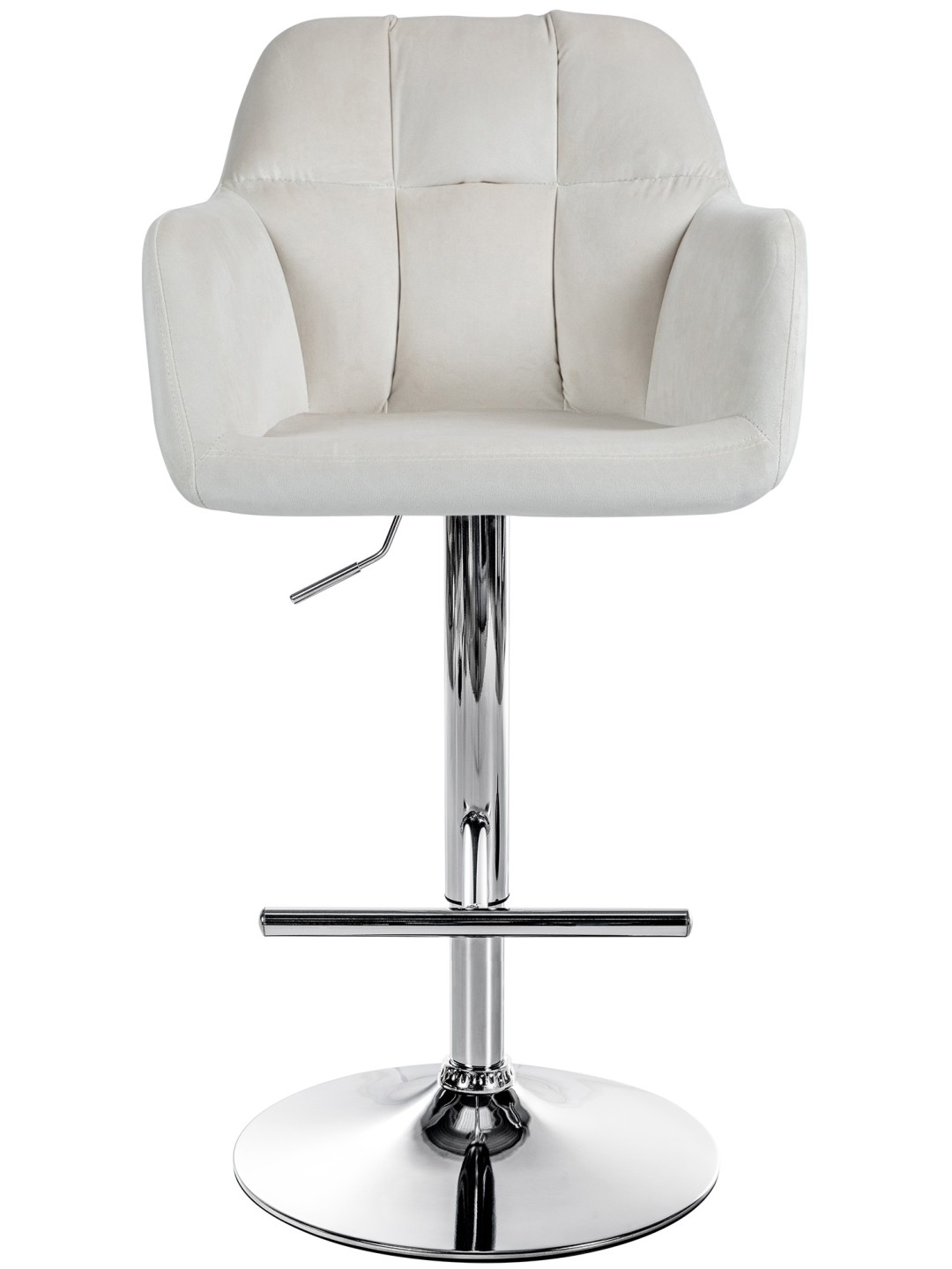 Banqueta alta Natoma veludo cromado, creme