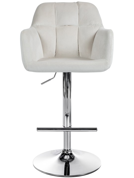 Banqueta alta Natoma veludo cromado, creme