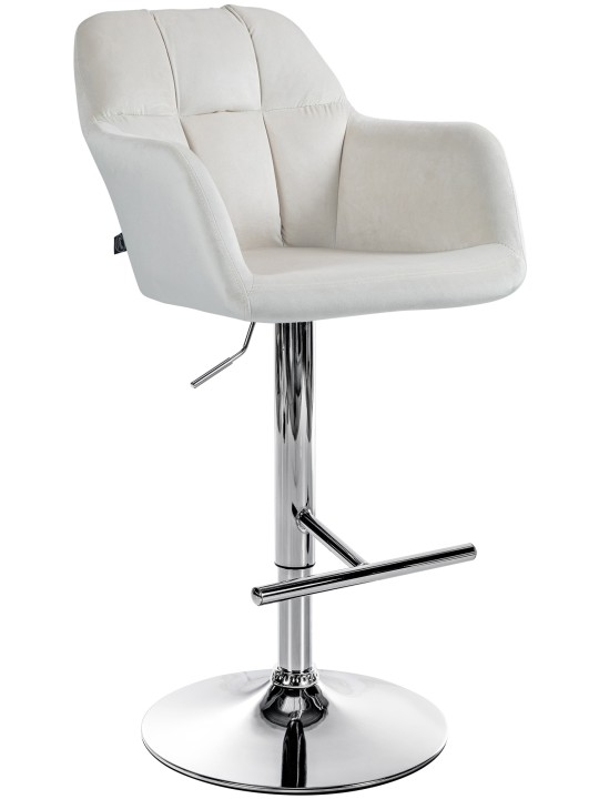 Banqueta alta Natoma veludo cromado, creme