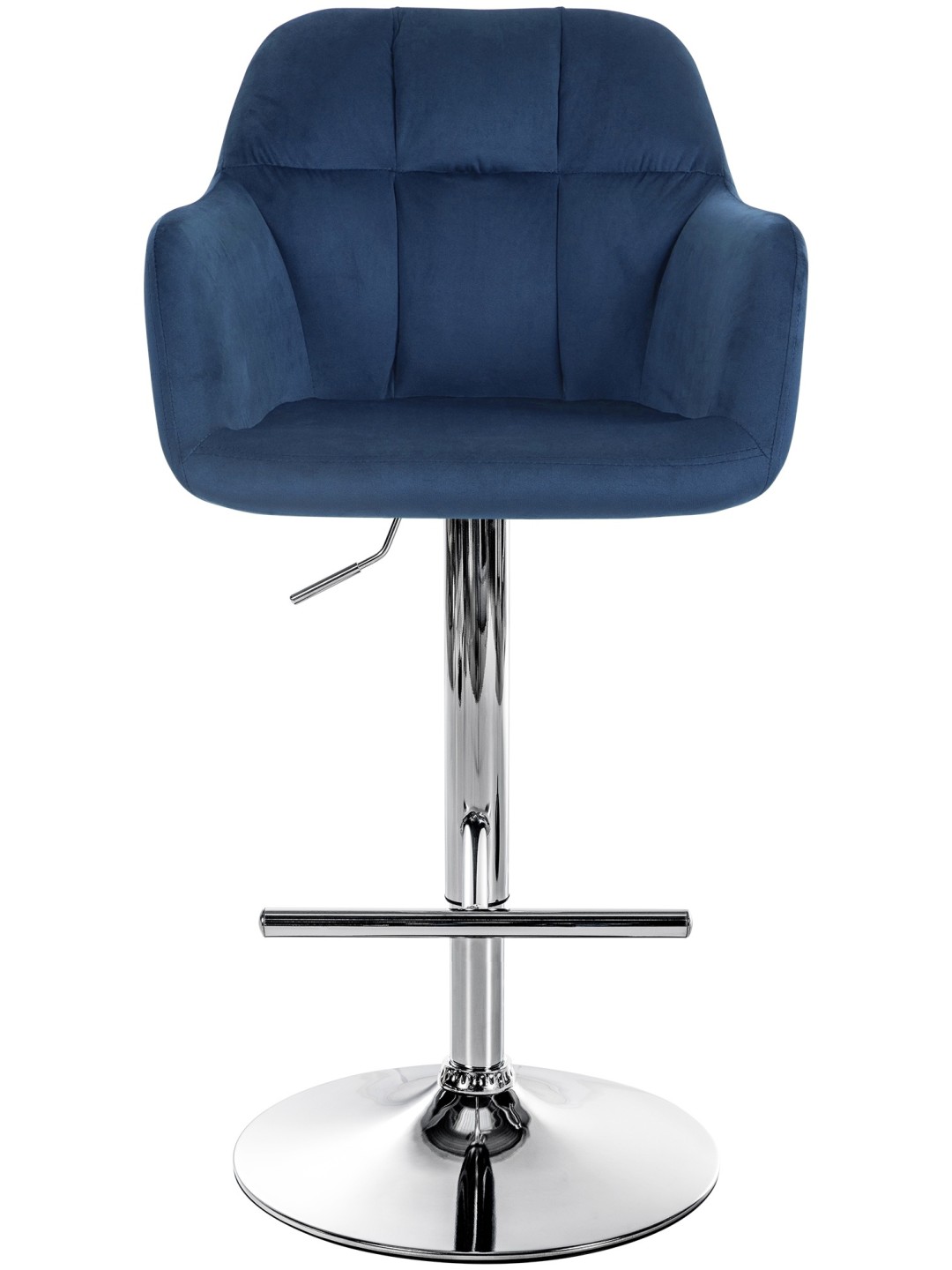 Banqueta alta Natoma veludo cromado, azul