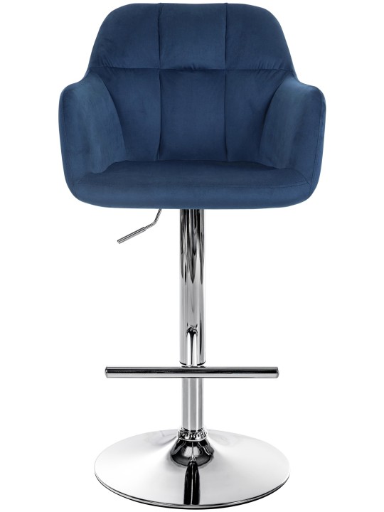 Banqueta alta Natoma veludo cromado, azul