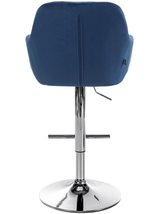 Banqueta alta Natoma veludo cromado, azul