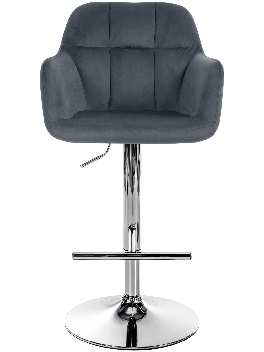 Banqueta alta Natoma veludo cromado, cinza escuro