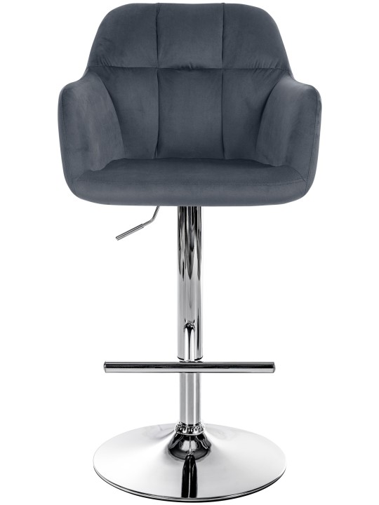 Banqueta alta Natoma veludo cromado, cinza escuro