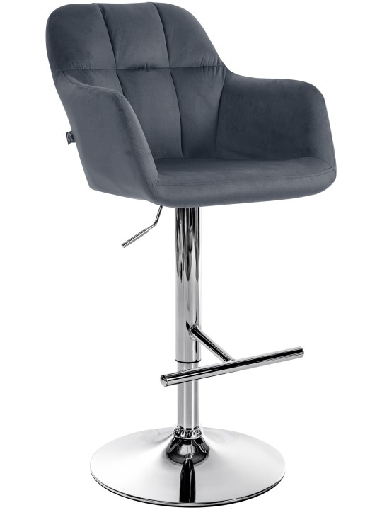 Banqueta alta Natoma veludo cromado, cinza escuro