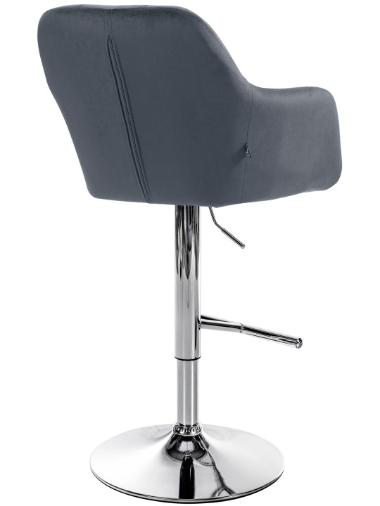 Banqueta alta Natoma veludo cromado, cinza escuro