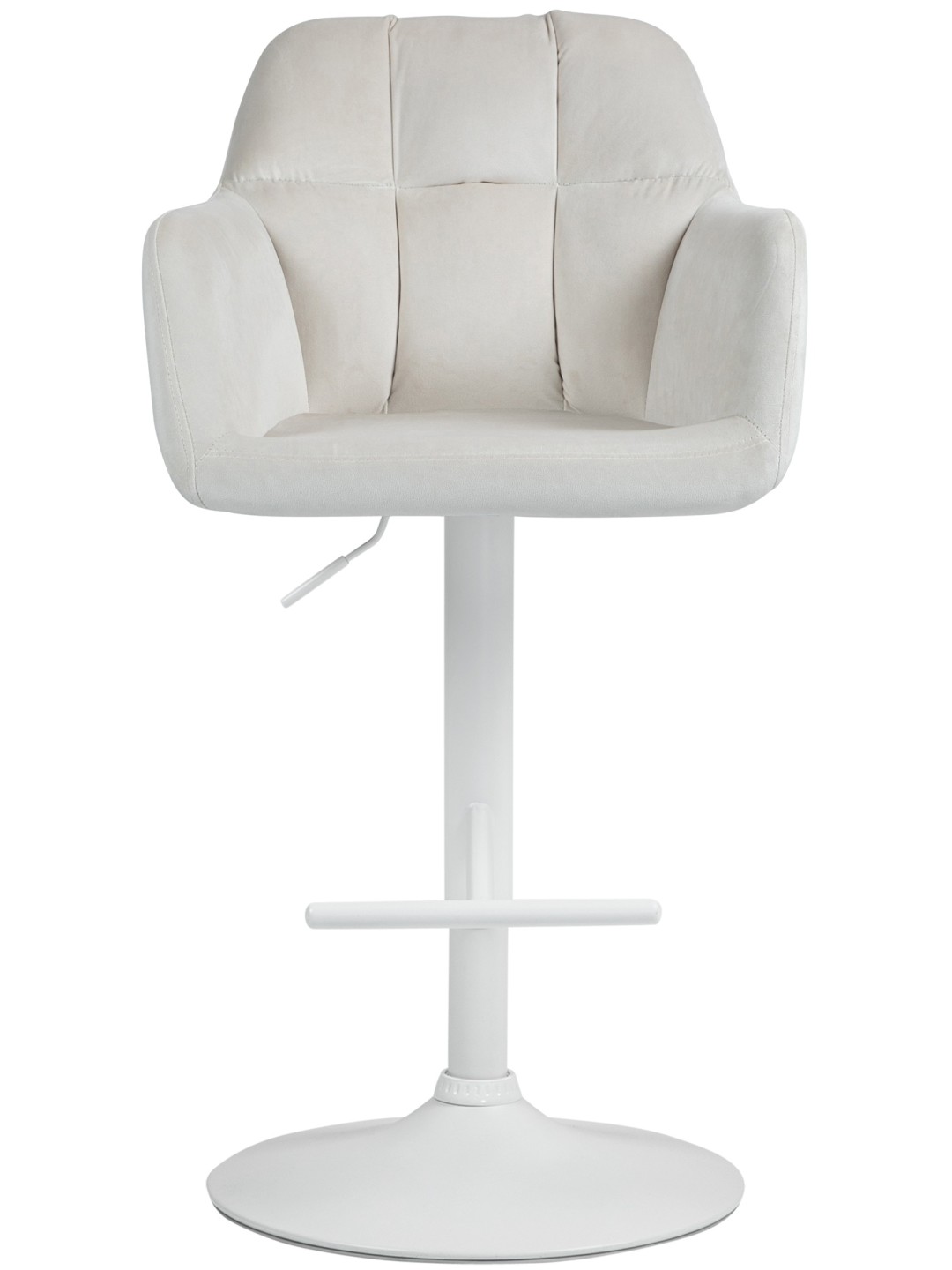Banqueta alta Natoma veludo, creme