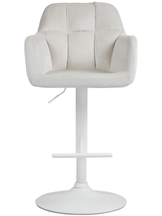 Banqueta alta Natoma veludo, creme