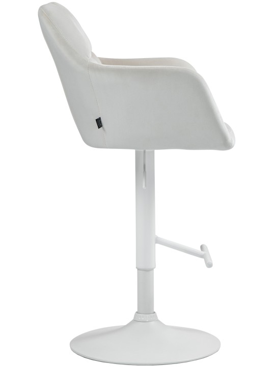 Banqueta alta Natoma veludo, creme