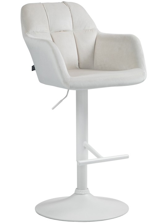 Banqueta alta Natoma veludo, creme