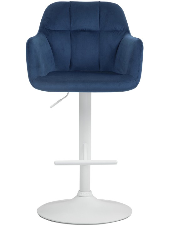 Banqueta alta Natoma veludo, azul