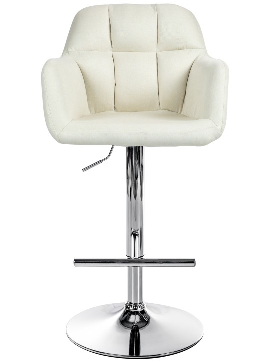 Banqueta alta tecido Natoma cromado, creme