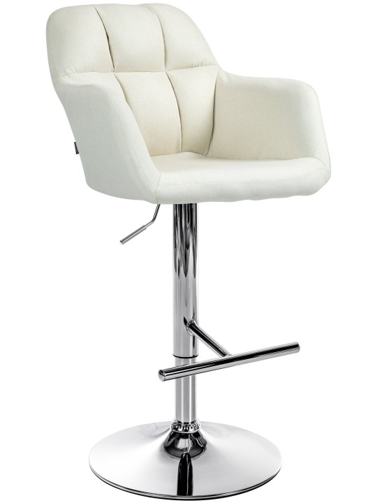 Banqueta alta tecido Natoma cromado, creme