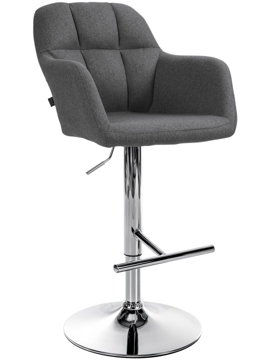 Banqueta alta tecido Natoma cromado, cinza escuro