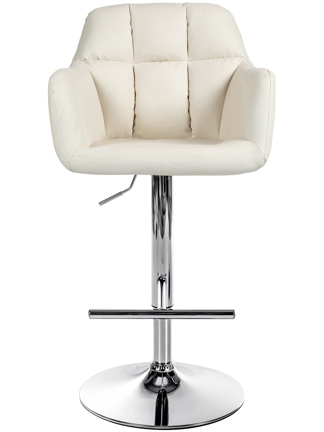 Banqueta alta Natoma couro sintético cromado, creme