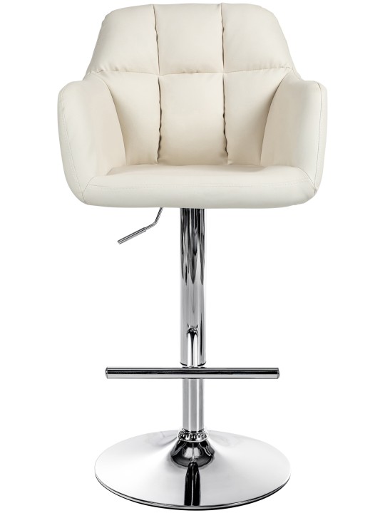 Banqueta alta Natoma couro sintético cromado, creme