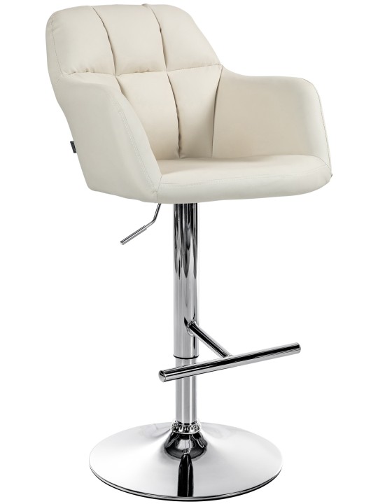 Banqueta alta Natoma couro sintético cromado, creme