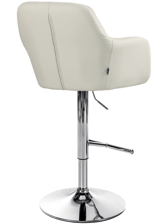 Banqueta alta Natoma couro sintético cromado, creme