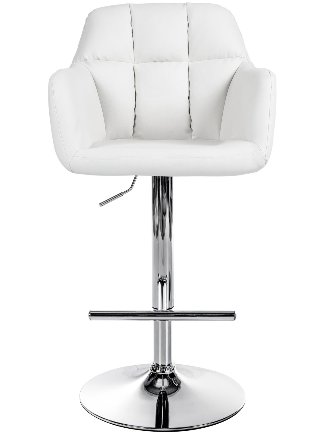 Banqueta alta Natoma couro sintético cromado, branco