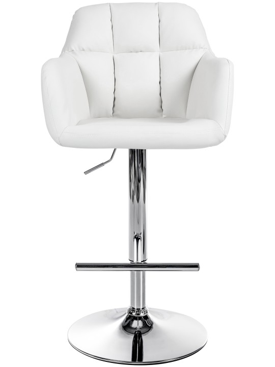 Banqueta alta Natoma couro sintético cromado, branco