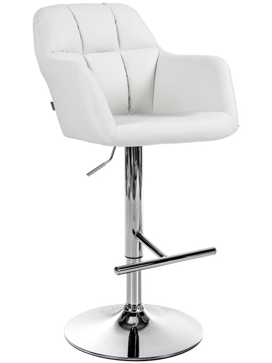 Banqueta alta Natoma couro sintético cromado, branco