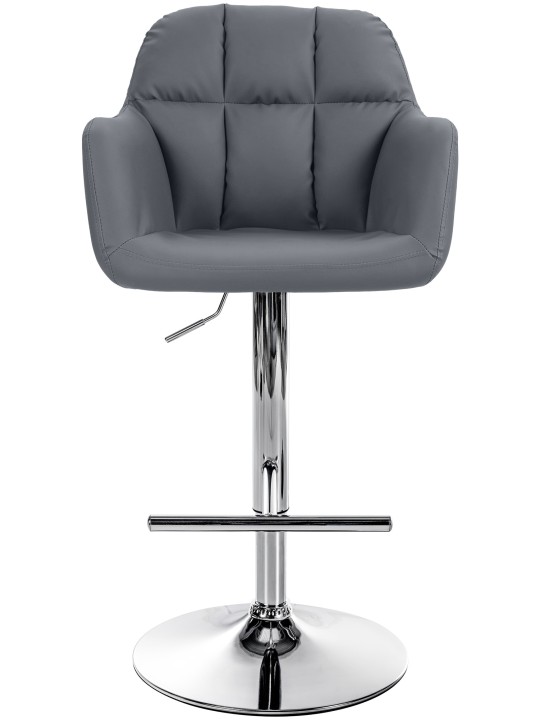 Banqueta alta Natoma couro sintético cromado, cinza