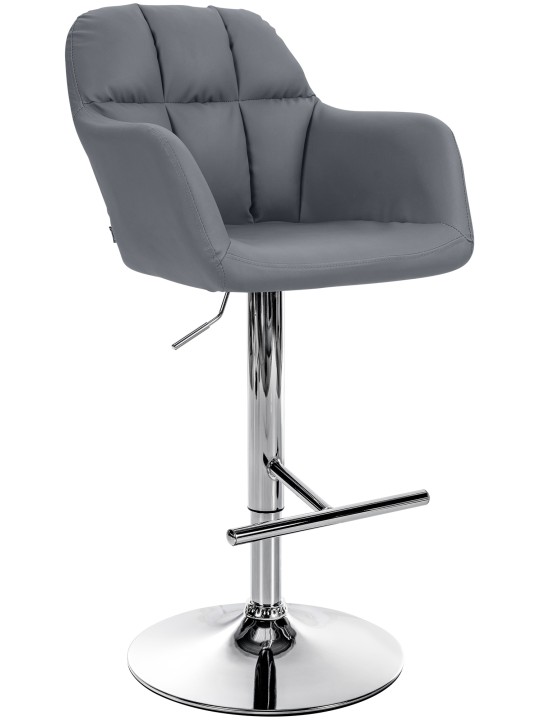 Banqueta alta Natoma couro sintético cromado, cinza