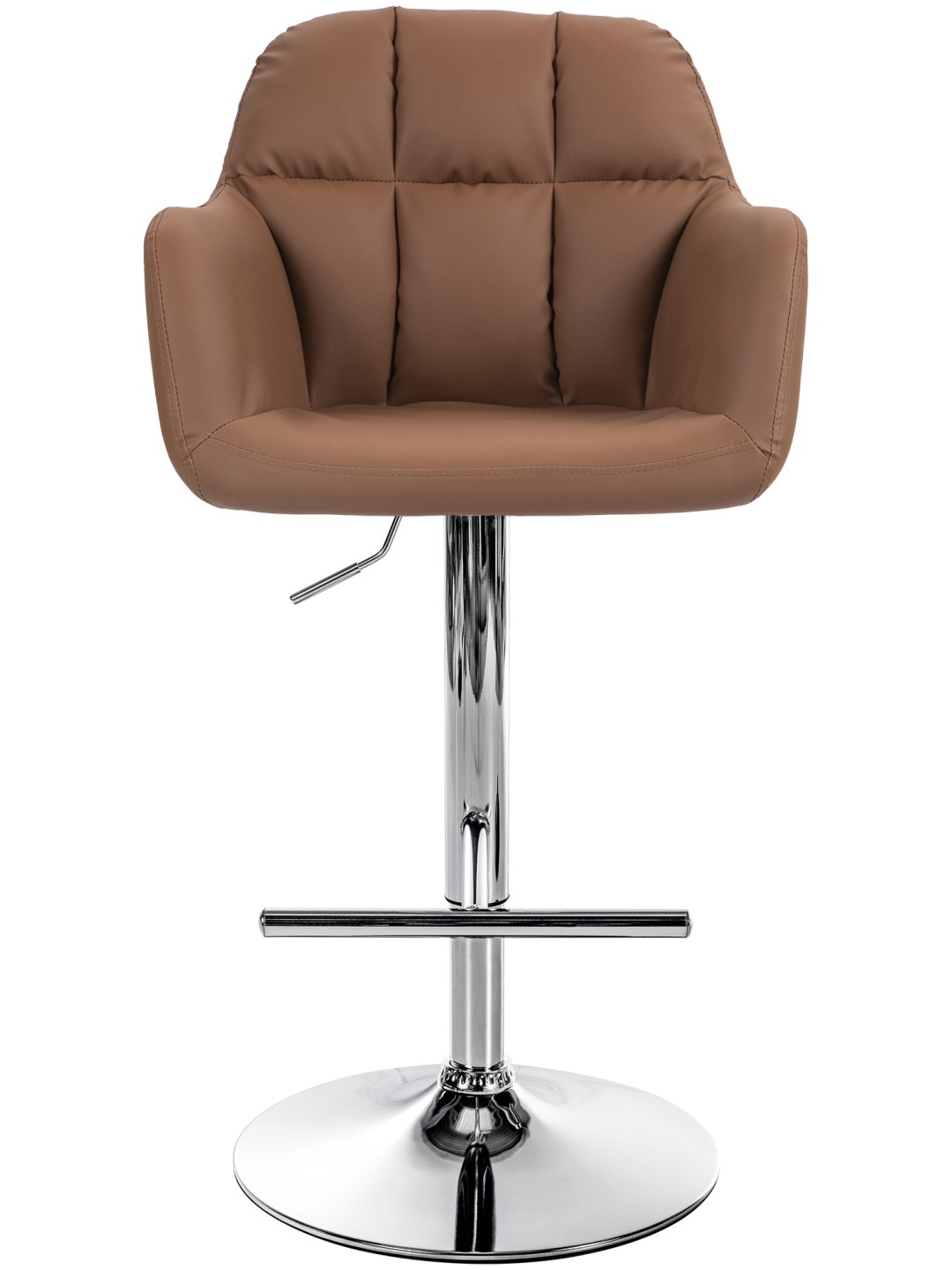 Banqueta alta Natoma couro sintético cromado, castanho claro