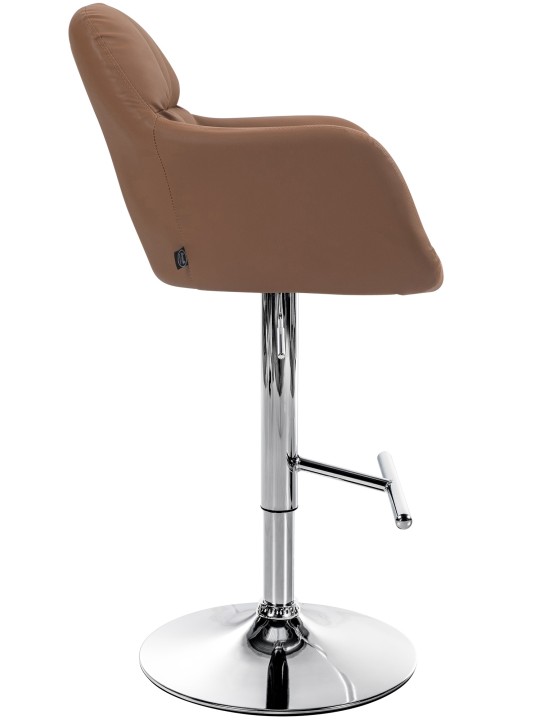 Banqueta alta Natoma couro sintético cromado, castanho claro