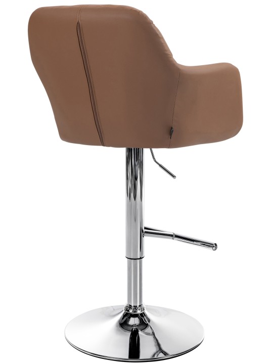 Banqueta alta Natoma couro sintético cromado, castanho claro