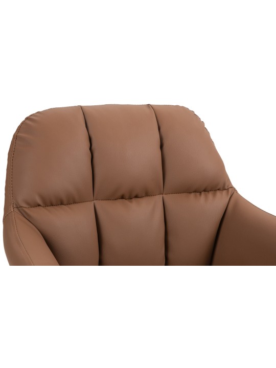 Banqueta alta Natoma couro sintético cromado, castanho claro