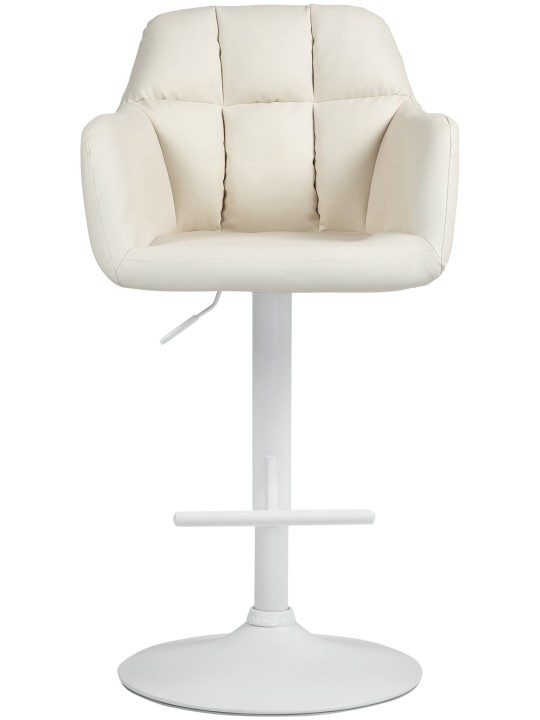 Banqueta alta Natoma couro sintético, creme