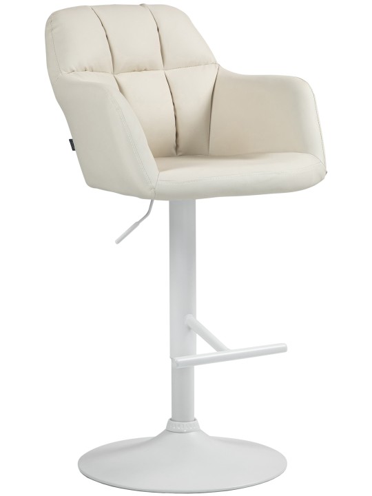 Banqueta alta Natoma couro sintético, creme