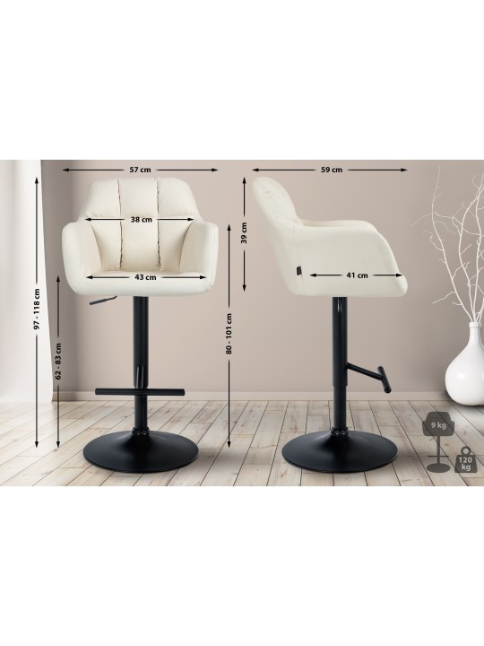 Banqueta alta Natoma couro sintético, creme