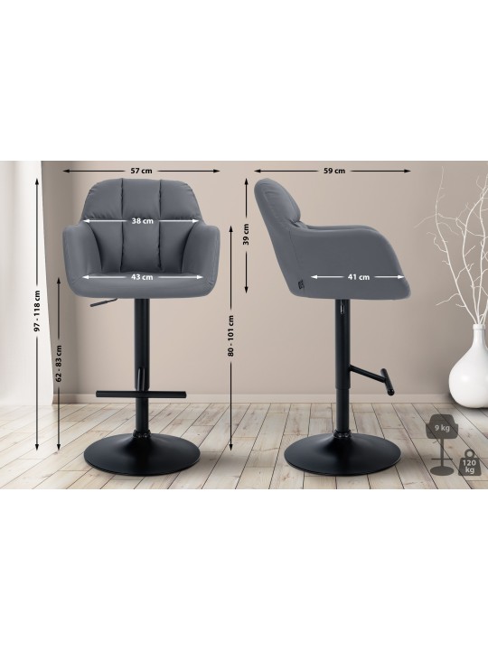 Banqueta alta Natoma couro sintético, cinza