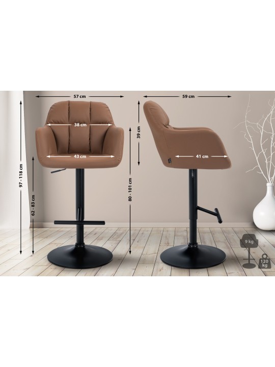 Banqueta alta Natoma couro sintético, castanho claro