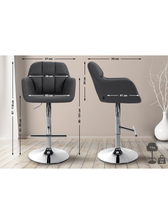 Banqueta alta Natoma couro sintético cromado, preto