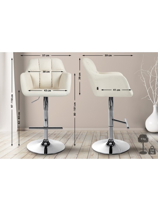 Banqueta alta Natoma couro sintético cromado, creme