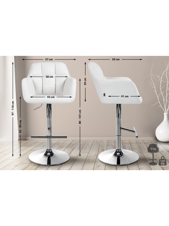 Banqueta alta Natoma couro sintético cromado, branco