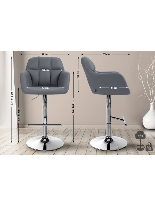 Banqueta alta Natoma couro sintético cromado, cinza