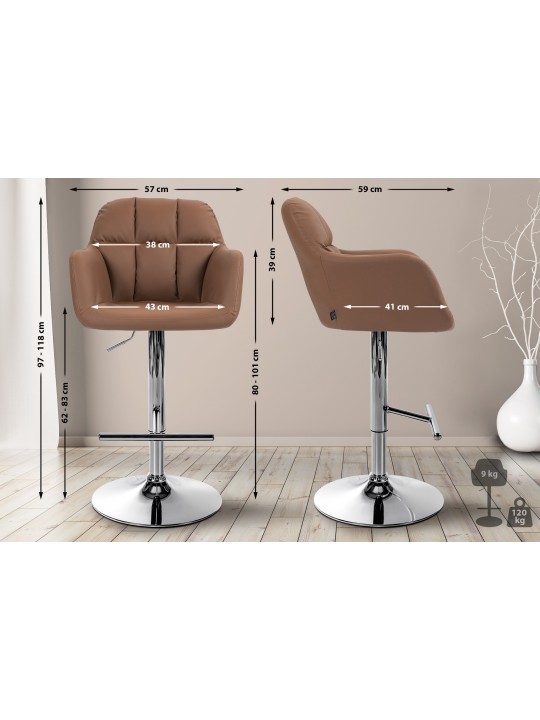 Banqueta alta Natoma couro sintético cromado, castanho claro