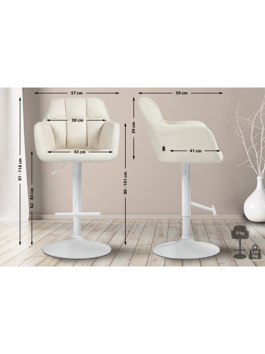 Banqueta alta Natoma couro sintético, creme