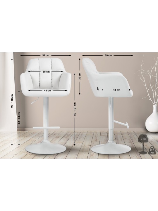 Banqueta alta Natoma couro sintético, branco
