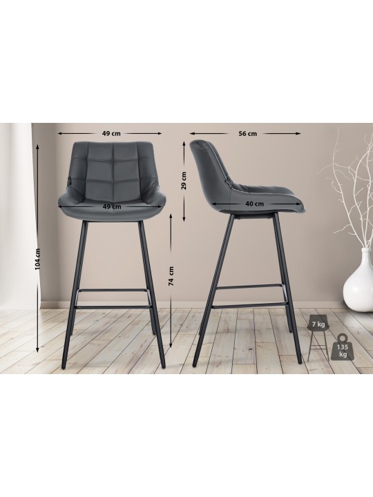 Banqueta alta Weston couro sintético, cinza