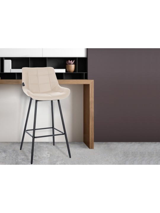 Banqueta alta Weston couro sintético, creme